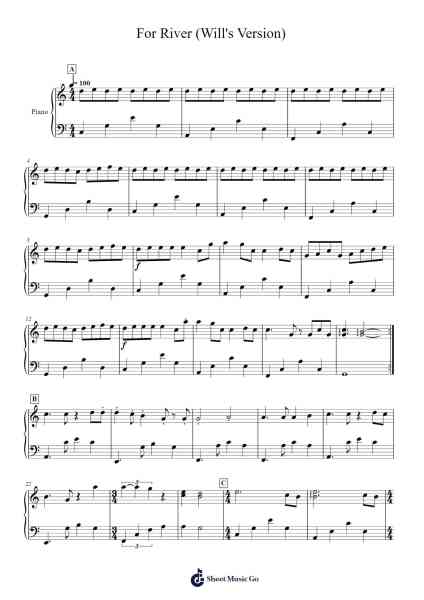 For River (Will's Version) Sheet Music by tom.shapcott1-Arr.Maypaul