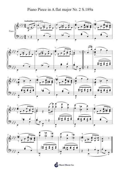 Piano Piece in A Flat Major, S.189a No. 2 Sheet Music by Franz Liszt-Arr.Blandel