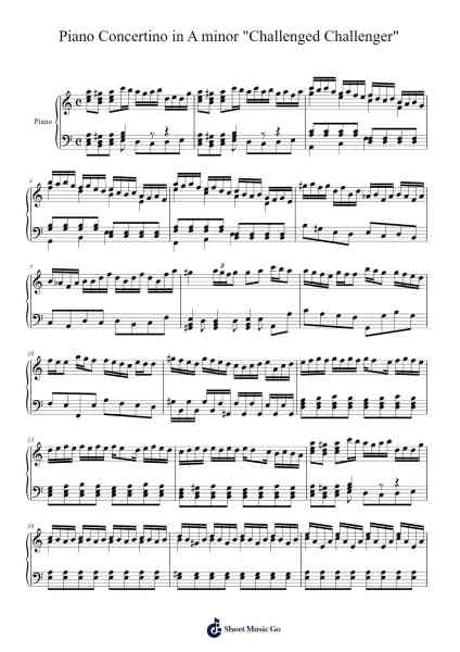 Piano Concertino in A minor "Challenged Challenger" Sheet Music by Bergray-Arr.Blithephne