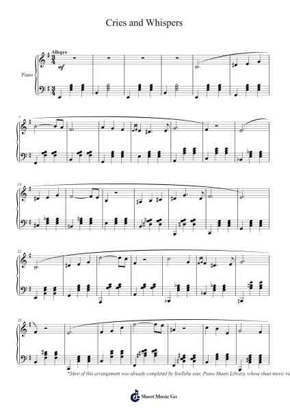 Cries and Whispers Sheet Music by Shim Hyeon-jeong/Lee Ji-soo/Choi Seung-hyun-Arr.Leoduke Hodwey