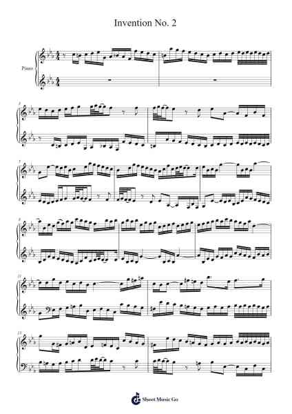 Invention No. 2 in C Minor, BWV 773 Sheet Music by J. S. Bach-Arr.Bloorgrace Springa
