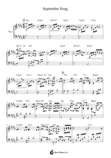 September Song Sheet Music by Alexis Ffrench-Arr.Felnah Puvien