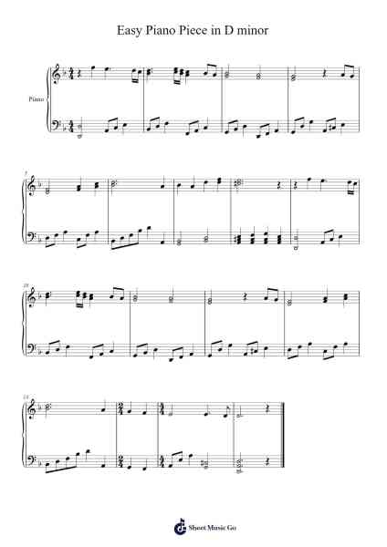 Easy Piano Piece in D minor Sheet Music by Wanstrong-Arr.Cusnow Noahlis