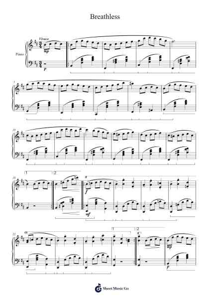 Breathless Sheet Music by Brucechel Finwell-Arr.Keplus