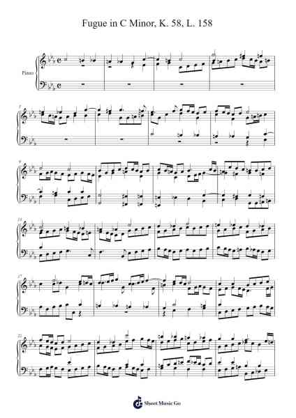 Fugue (Sonata) in C Minor, K. 58, L. 158 Sheet Music by Domenico Scarlatti-Arr.Dwightlitt