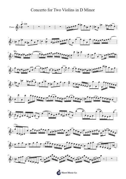Concerto for Two Violins in D Minor, BWV 1043 Sheet Music by Johann Sebastian Bach-Arr.Losopp Webslin