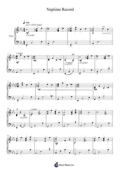 Naptime Record Sheet Music by Hajime Wakai-Arr.Hobryce Cookeniei