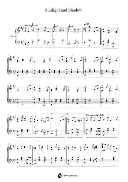 Sunlight and Shadow Sheet Music by Tom Brier-Arr.Earmay