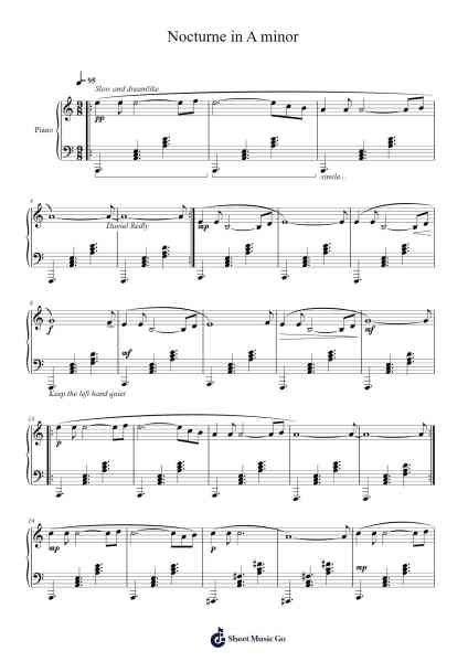 Nocturne in A minor Sheet Music by undefined-Arr.Subill