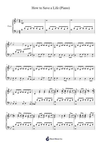 How to Save a Life (Piano) Sheet Music by undefined-Arr.Elboyce
