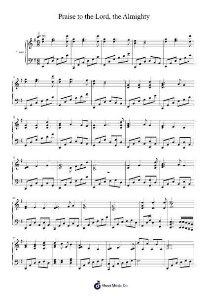 Praise to the Lord, the Almighty Sheet Music by undefined-Arr.Huxdia
