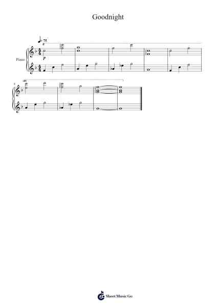 Goodnight Sheet Music by Toby Fox-Arr.Polriah
