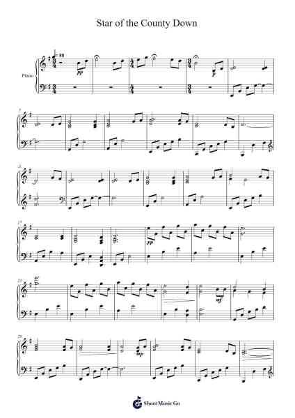 Star of the County Down Sheet Music by Anne Crosby Gaudet-Arr.Vogtyves