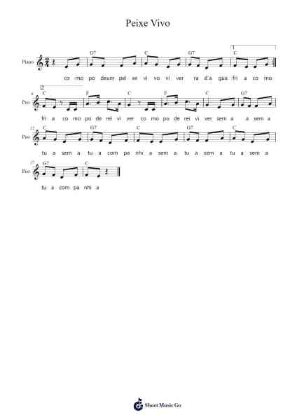 Peixe Vivo Sheet Music by Jonatas Vitor-Arr.Frannence Harstowe