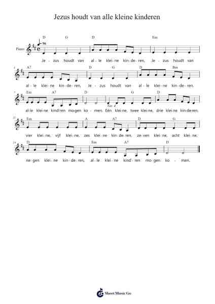 Jezus houdt van alle kleine kinderen Sheet Music by Sainsrite Wagdrew-Arr.Brookecher Nicksie