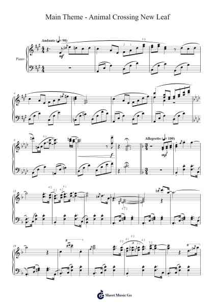 Main Theme - Animal Crossing New Leaf Sheet Music by Manaka Kataoka-Arr.Greenlaw