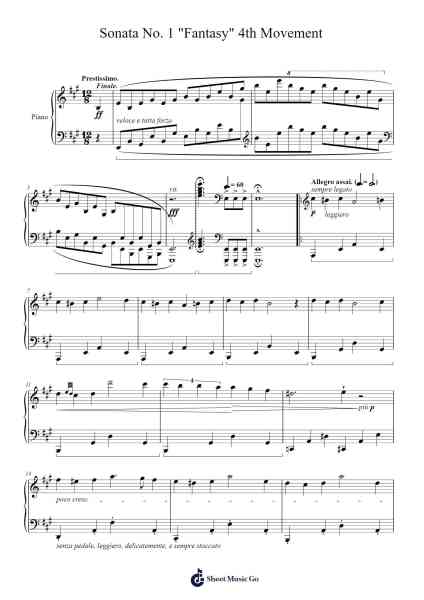 Sonata No. 1 "Fantasy" 4th Movement Sheet Music by Joel Hill-Arr.Gwensen
