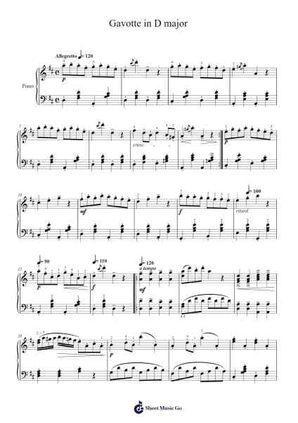 Gavotte in D major Sheet Music by François Joseph Gossec-Arr.Werfith