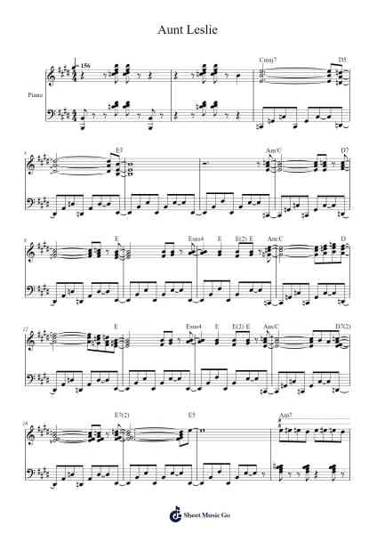 Aunt Leslie Sheet Music by Jason Wright-Arr.Maudfox Mikejames