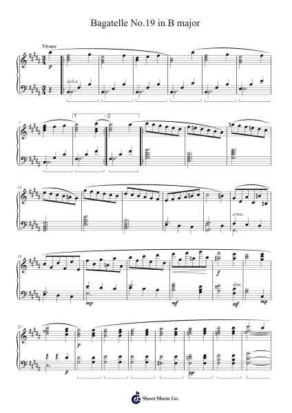 Bagatelle No.19 in B major Sheet Music by undefined-Arr.Werfith