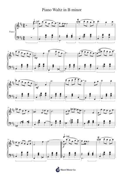 Piano Waltz in B minor Sheet Music by undefined-Arr.Lenshaw