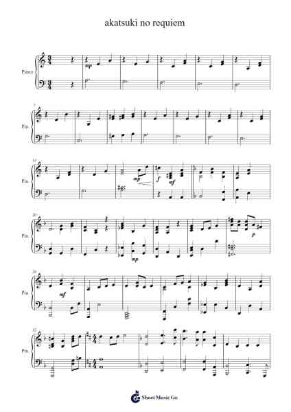 akatsuki no requiem Sheet Music by undefined-Arr.Taysnow Churniel