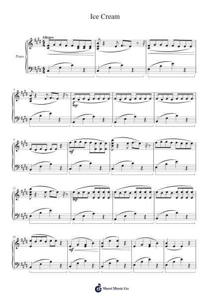 Ice Cream Sheet Music by Borgcott-Arr.Birwylde
