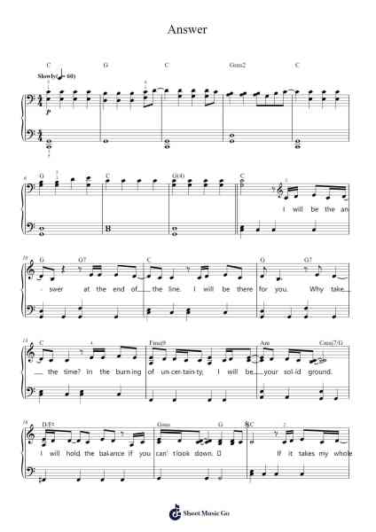 Answer Sheet Music by Sarah McLachlan-Arr.Aslan Wordford