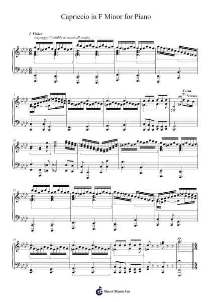 Capriccio in F Minor for Piano Sheet Music by Benjamin T. Hays-Arr.Gailma