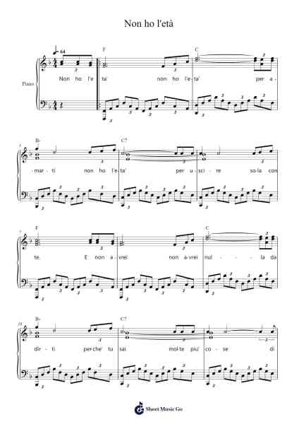 Non ho l'età Sheet Music by Di NISA-Arr.Blyder