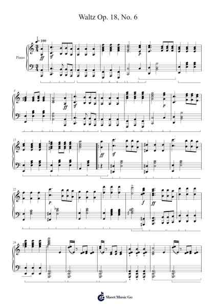 Waltz Op. 18, No. 6 in E-flat Major Sheet Music by F. Schubert-Arr.Feltrid