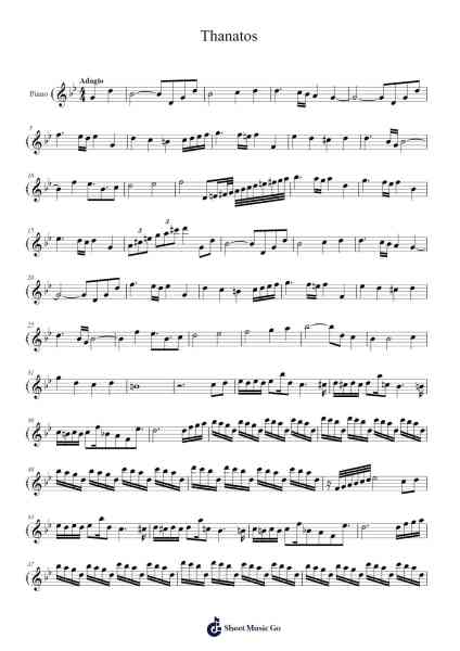 Thanatos Sheet Music by Shiroh Sagisu/Toshiyuki Ohmori/Hidetoshi Sato/Bart Howard-Arr.Chandys Jehan