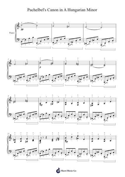 Pachelbel's Canon in A Hungarian Minor Sheet Music by Johann Pachelbel-Arr.Bonrian Vanqe