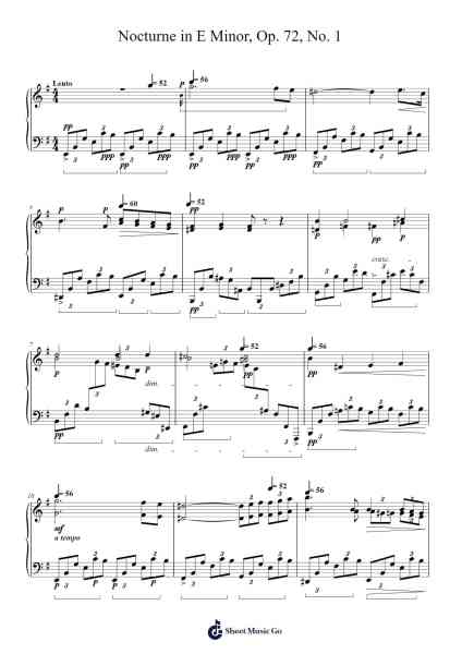 Nocturne in E Minor, Op. 72, No. 1 Sheet Music by Frédérick Chopin-Arr.Giswolf