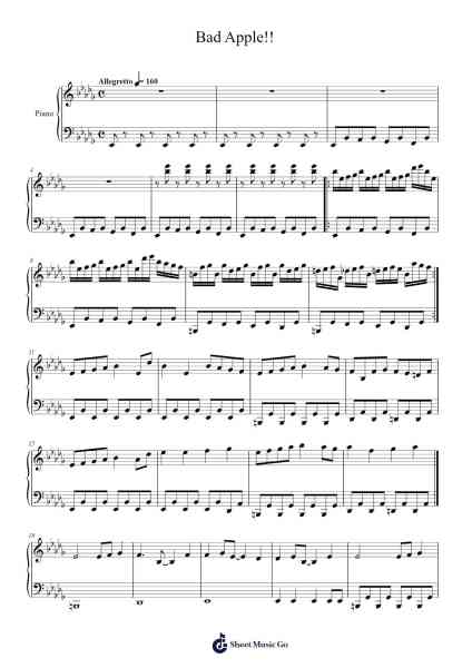 Bad Apple!! Sheet Music by undefined-Arr.Joshgins Widred