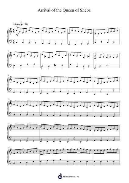 Arrival of the Queen of Sheba Sheet Music by Georg Friedrich Händel-Arr.Padlia Bebe
