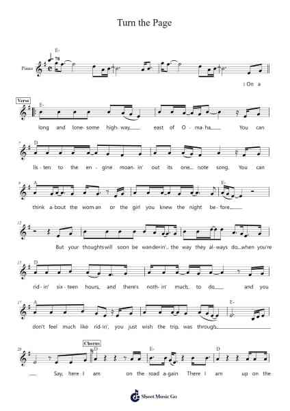 Turn the Page Sheet Music by Bob Seger-Arr.Asmie Panvien
