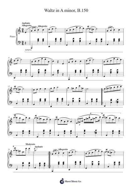 Waltz in A Minor, B.150 Sheet Music by Frédéric Chopin-Arr.Kimbach Bloornorth