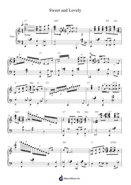 Sweet and Lovely Sheet Music by Teddy Wilson-Arr.Shelmore Yetgrant