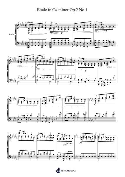 Etude in C# minor, Op. 2, No. 1 Sheet Music by Alexander Scriabin-Arr.Mcdel Auriah