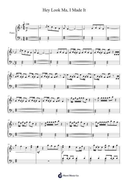 Hey Look Ma, I Made It Sheet Music by Panic at the Disco!-Arr.Oglet Kitcke