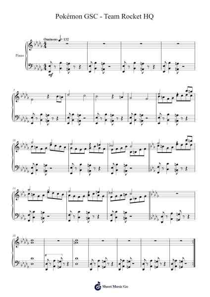 Pokémon GSC - Team Rocket HQ Sheet Music by Jun'ichi Masuda-Arr.Nelrist Hornrias