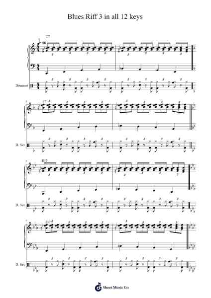 Blues Riff 3 in all 12 keys Sheet Music by Andrew D. Gordon-Arr.Urrite