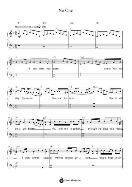 No One Sheet Music by Alicia Keys-Arr.Lynsmith Yetburne