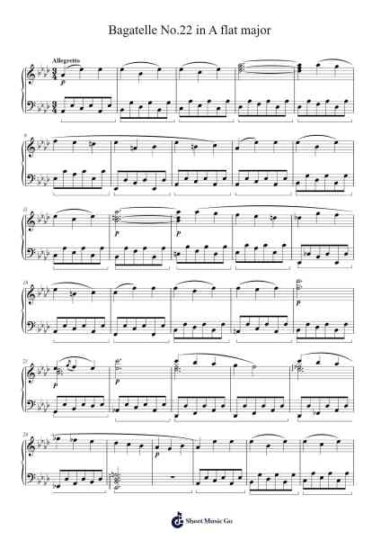 Bagatelle No.22 in A flat major Sheet Music by undefined-Arr.Clylogg Brarie