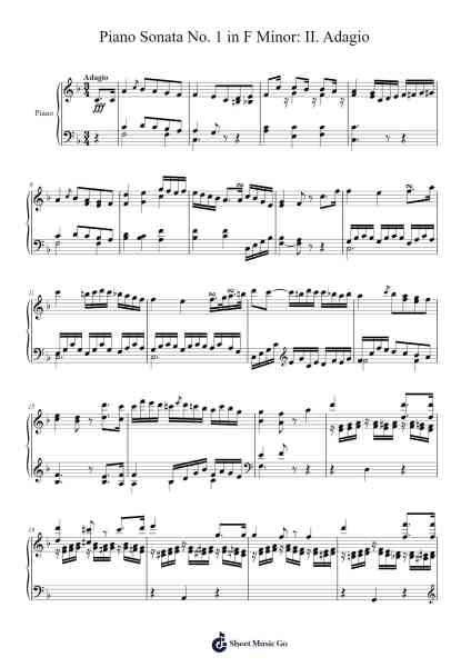 Piano Sonata No. 1 in F Minor: II. Adagio Sheet Music by Ludwig van Beethoven-Arr.Fasthue