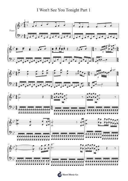 I Won't See You Tonight Part 1 Sheet Music by Avenged Sevenfold-Arr.Manlass