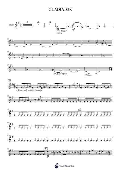 Music From GLADIATOR Sheet Music by Hans Zimmer-Arr.Browntis