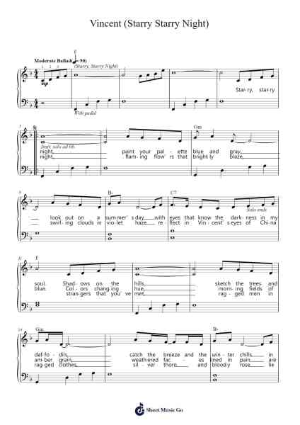 Vincent (Starry Starry Night) Sheet Music by Don McLean-Arr.Gailmand
