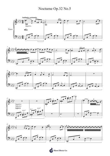 Nocturne Op.32 No.5 Sheet Music by S. Vega-Arr.Yedpont